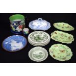 A collection of porcelain items Chinese ,Spode, Staffordshire, Scottish Bough ware largest 19 x 19 c