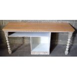 A wooden console 70 x 152 x 46cm.