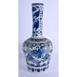 AN 18TH CENTURY DUTCH TIN GLAZED DELFT BLUE AND WHITE BOTTLE VASE painted with figures. 29 cm high.