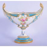 Royal Crown Derby two handled baluster pedestal vase painted with roses and other flowers with turq