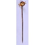 A BOXED 15CT GOLD STICK PIN. Length 5.8cm, weight 1.16g