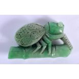 A CONTEMPORARTY GREEN JADE INSECT. 7cm long