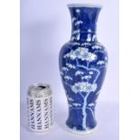 A 19TH CENTURY CHINESE BLUE AND WHITE PORCELAIN BALUSTER VASE bearing Kangxi marks to base, painted