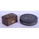 A SMALL EARLY 20TH CENTURY JAPANESE TAISHO PERIOD MIXED METAL COMPACT together with another mixed me