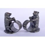 A PAIR OF NAPKIN HOLDERS IN THE FORM OF BEARS, Stamped WWH & Co. 8.2cm high, 7.3cm wide