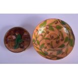 TWO ART NOUVEAU EUROPEAN ENAMELLED DISHES. Largest 12 cm diameter. (2)