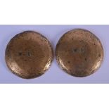 A PAIR OF 18TH CENTURY CONTINENTAL KITE SCROLL WEIGHTS. 7.5 cm diameter.