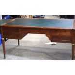A Louis 15th Style 5 drawer two wing leather top desk 82 x 160 cm.