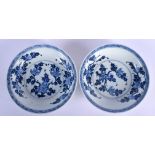 A PAIR OF 18TH CENTURY CHINESE BLUE AND WHITE PORCELAIN DISHES Yongzheng/Qianlong, painted with frui