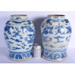 A LARGE PAIR OF 19TH CENTURY CHINESE BLUE AND WHITE PORCELAIN VASES Qing, painted with dragons and c