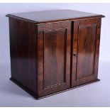 A FINE ANTIQUE ROSEWOOD TWO DOOR COLLECTORS COIN CABINET the spring doors opening to reveal 16 drawe