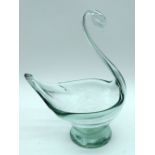 A large vintage glass swan possibly Murano 28cm