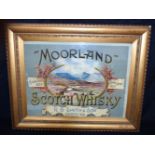 A large framed Vintage Moorland Scotch Whisky advertising sign 45 x 60cm.