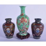 A 19TH CENTURY CHINESE FAMILLE VERTE PORCELAIN VASE Guangxu, Kangxi style, together with a pair of c