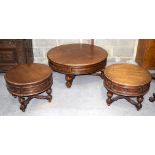 A large drum table together with two smaller tables 43 x 99 cm (3)