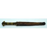 A bone handled dagger in a leather sheath 33cm . (2).