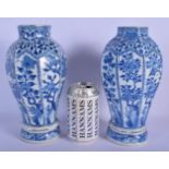 A PAIR OF EARLY 18TH CENTURY CHINESE BLUE AND WHITE PORCELAIN VASES Kangxi/Yongzheng, painted with f