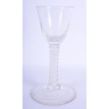 A GEORGE III GLASS with ribbed bowl and spiral twist stem. 14.5 cm high.