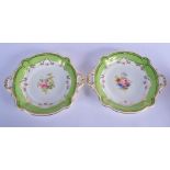 Royal Crown Derby fine pair of two handled dishes by Albert Gregory, signed having a gilt lime green
