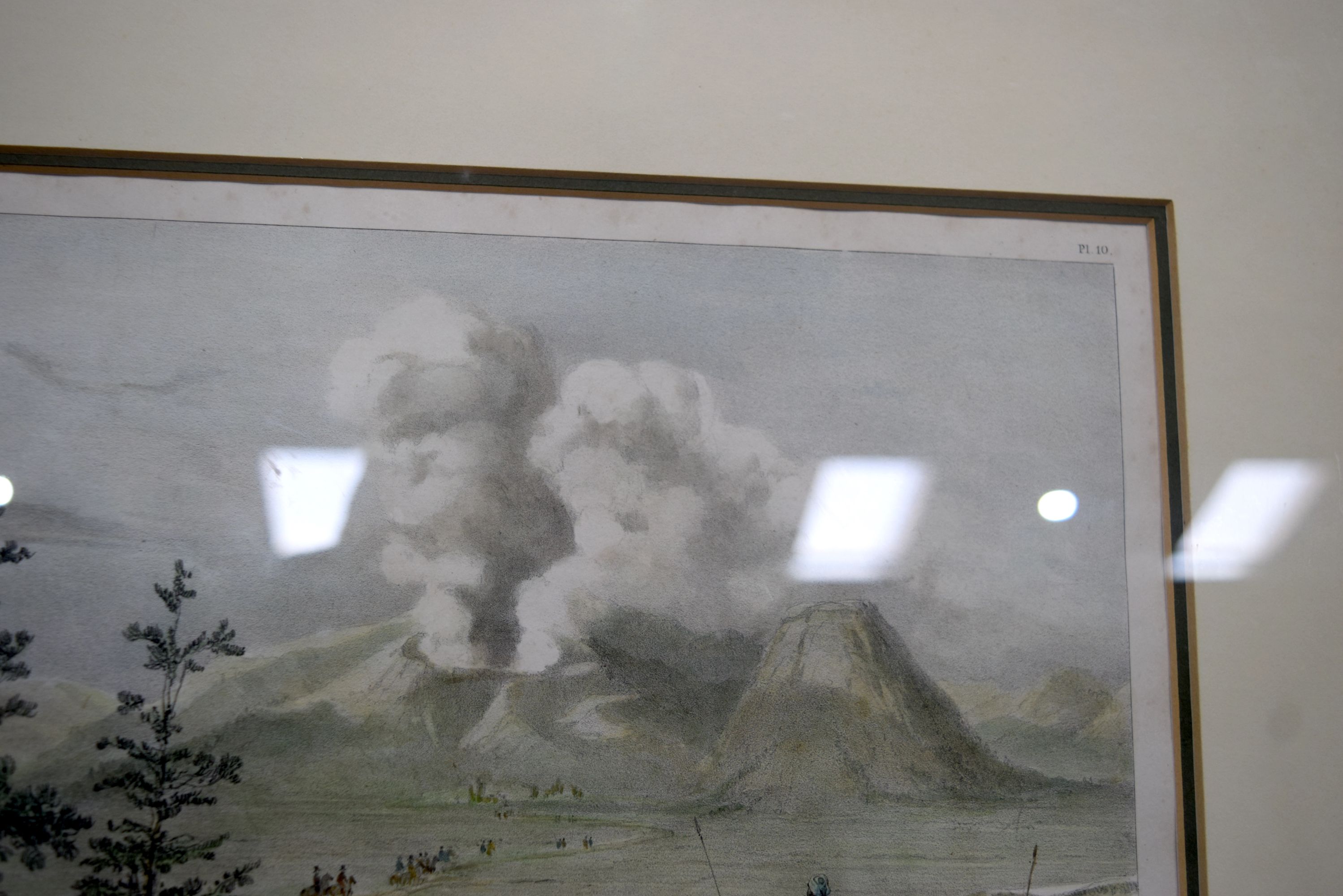 A 19th century coloured engraving by E E De la Toulanne of a volcano in Java 22 x 30cm. - Bild 4 aus 5
