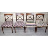 Four antique wooden chairs with upholstered seats 84 x 45 x 38cm (4)