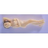 A CHINESE BONE CARVING OF A NUDE FEMALE. 9cm x 2.5cm, weight 25g