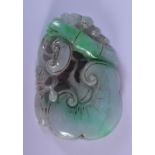 A CHINESE CARVED JADE PENDANT. 8cm x 5cm, weight 126g