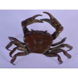 A LARGE JAPANESE BRONZE OKIMONO IN THE FORM OF A CRAB. 11cm x 8cm, weight 282g