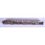 A CHINESE WHITE METAL PARASOL HANDLE. 15cm long, 1.5cm wide. 24g