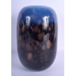 A SCOTTISH MONART BLUE GLASS VASE with splash decoration. 24 xm x 10 cm.