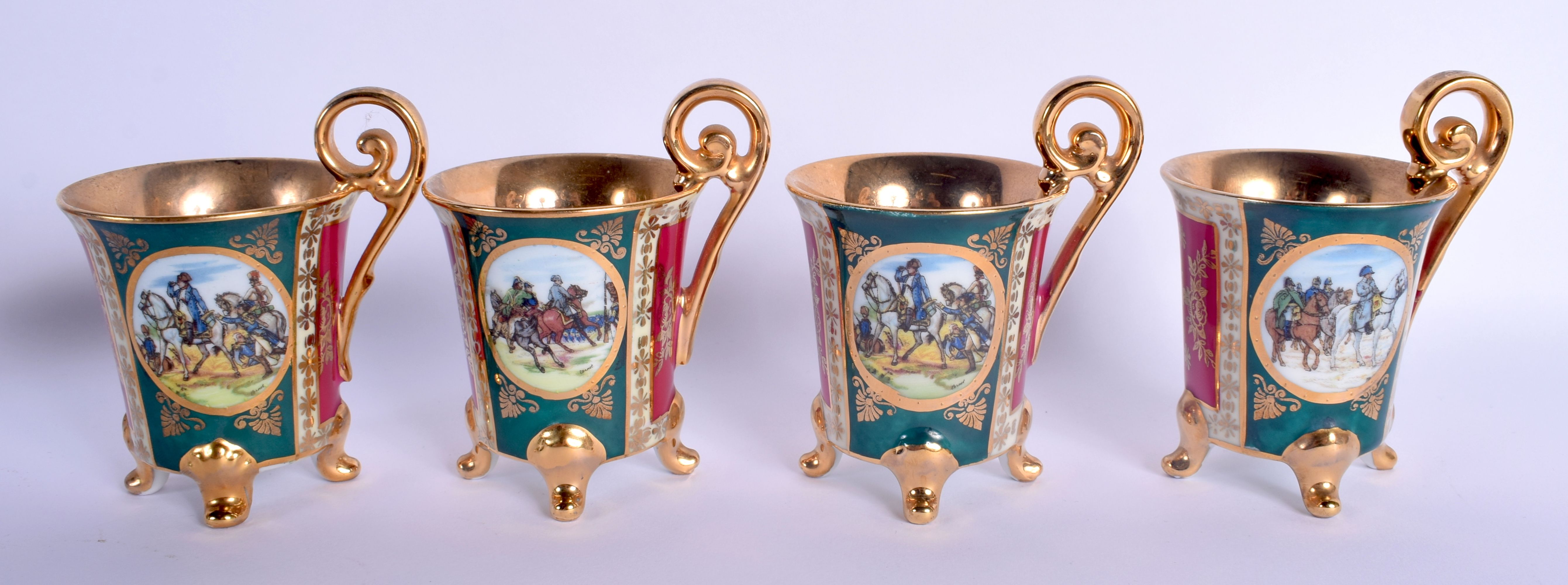 A VINTAGE J K CARLSBAD BAVARIA PORCELAIN VIENNA STYLE TEASET decorated with Napoleonic scenes. Large - Image 14 of 22