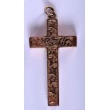 A 9CT GOLD CRUCIFIX PENDANT. 3.5cm x 1.7cm, weight 1.54g