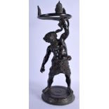 A LARGE 19TH CENTURY ITALIAN BRONZE FIGURE OF A STANDING MALE modelled wearing a foliate embellished