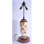 A LARGE 19TH CENTURY JAPANESE MEIJI PERIOD SATSUMA VASE converted to a lamp. 60 cm high inc fittings