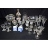 A collection of glassware including bowls, glasses, vases, etc. 25cm (Qty)