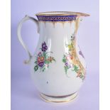 Worcester mask jug c.1775-80, painted in purple monochrome with a two-handled urn within an elaborat