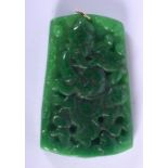 A CONTEMPORARY GREEN JADE PENDANT. 6.5cm long