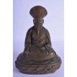 A GOOD 18TH/19TH CENTURY NEPALESE TIBETAN BRONZE FIGURE OF A BUDDHA modelled as a bearded male upon