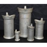 An interesting collection of 19th Century French Leclerc Humbert calibrated pewter jugs. Largest 27