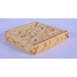 A MID 19TH CENTURY CHINESE CANTON IVORY PUZZLE GAME Qing. 5.5 cm square.