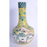 A 19TH CENTURY CHINESE FAMILLE JAUNE PORCELAIN BULBOUS VASE Guangxu, Kangxi style, painted with figu