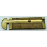An antique wood and brass rope gauge 31 x 24cm .