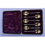 SIX VICTORIAN SILVER APOSTLE SPOONS. 68 grams. 10 cm long. (6)