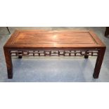 A SMALL 19TH CENTURY CHINESE CARVED HARDWOOD RECTANGULAR TABLE Qing. 86 cm x 42 cm x 38 cm.