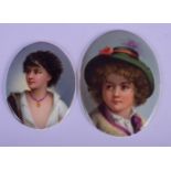 19th c. fine quality Continental plaque of an Italian girl and a larger plaque of a Italian Boy, bot
