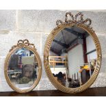 A large antique gilded plaster mirror together with a smaller mirror 74 x 58cm (2)