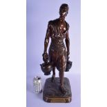 Marcel Debut (1865-1933) Bronze, Tunisian Water Carrier. 58 cm high.