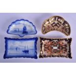 Royal Crown Derby rectangular tray painted with imari pattern 2451, a similar crescent shaped tray,