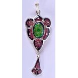 A STERLING SILVER AND ENAMEL PENDANT. 6cm x 2.1cm, weight 6g