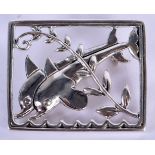 A DANISH STERLING SILVER DOLPHIN BROOCH. 3.5cm x 3cm, weight 10g